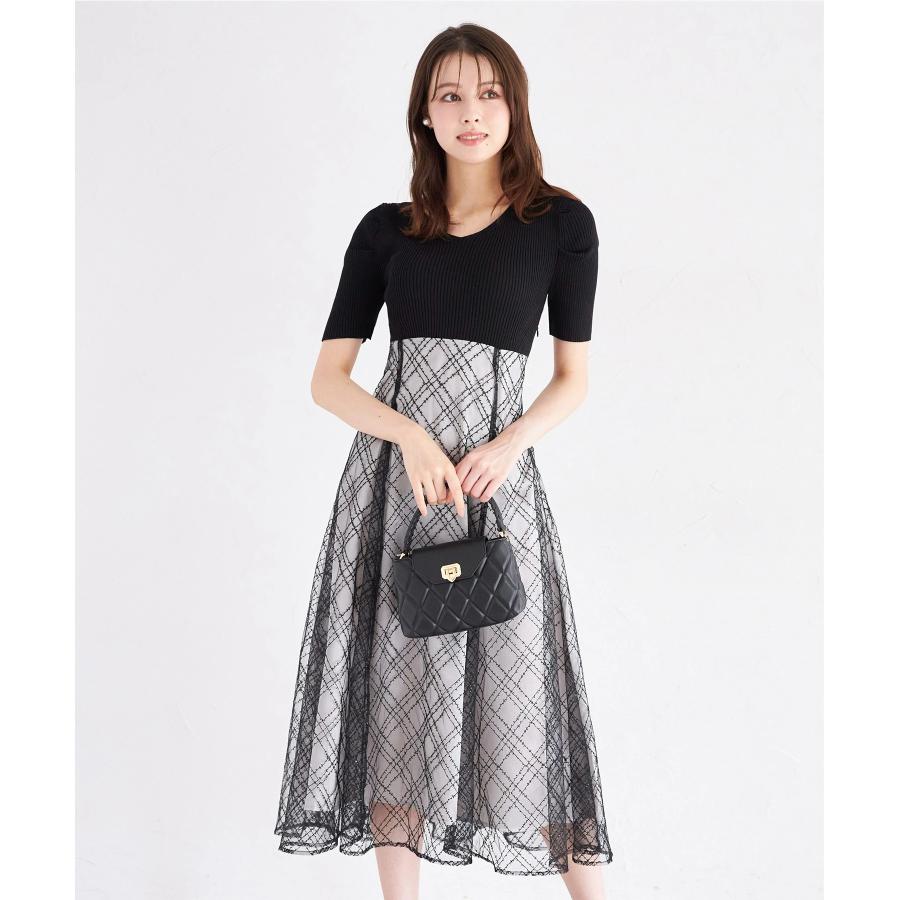 トッコクローゼット　ワンピース tocco closet 後ろリボン付きチュールトップス×キャミワンピースセット