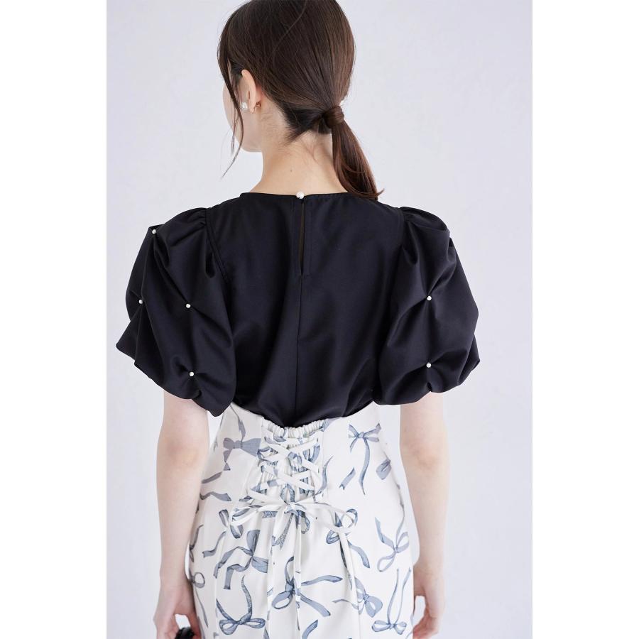 tocco closet 袖パール付きスモッキングブラウス【fituiry