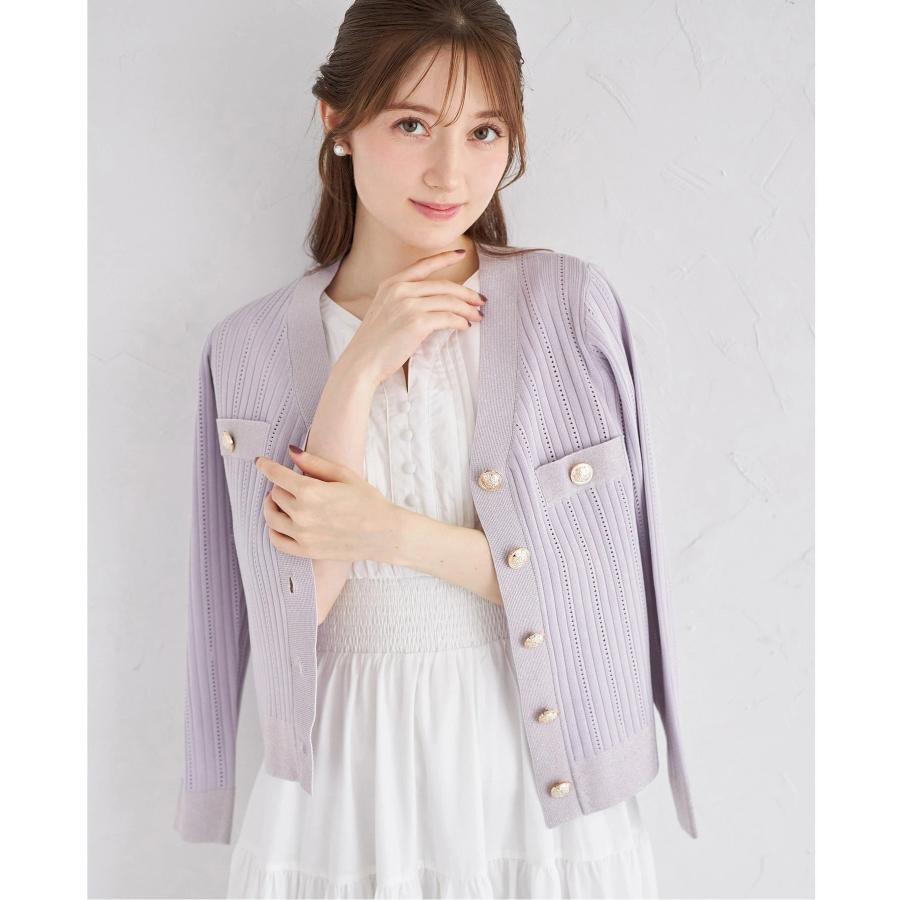 tocco closet（トッコ クローゼット） 透かし編み切り替えラメニット