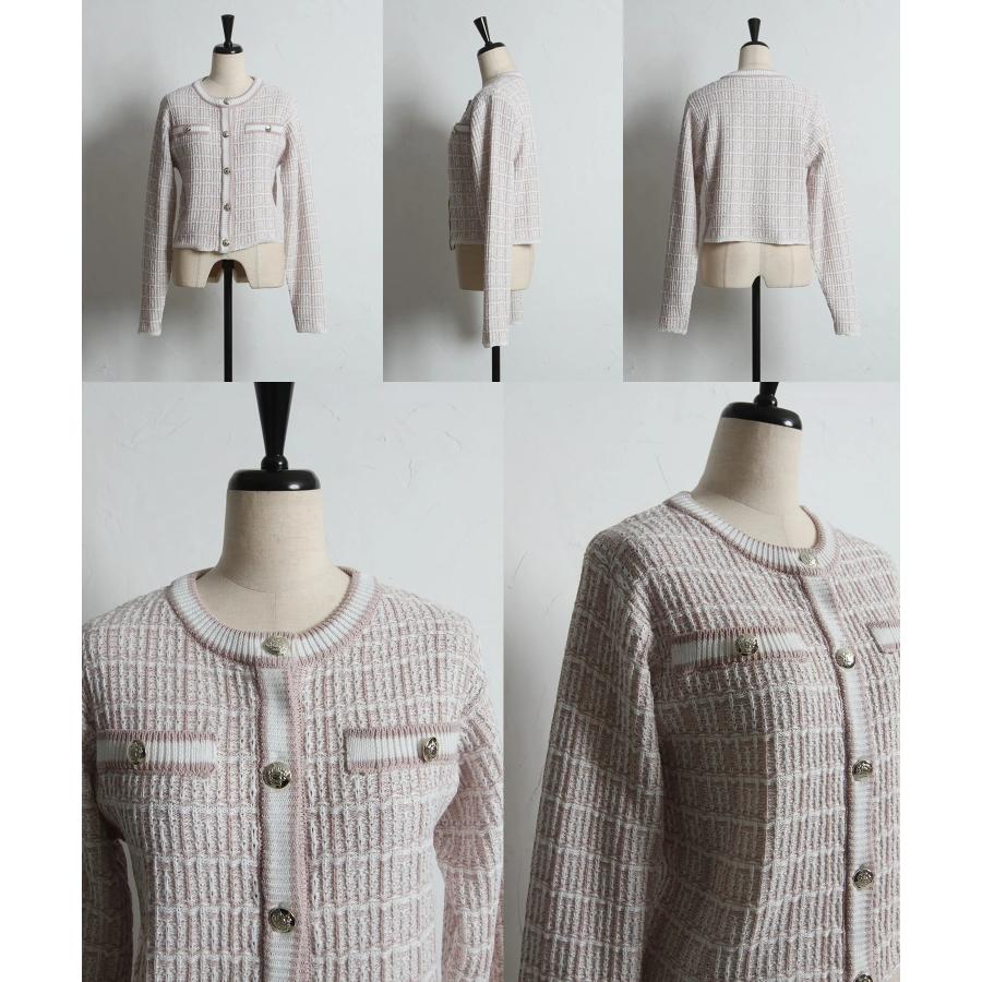 tocco closet（トッコ クローゼット） エンブレム釦ツイード風ニット