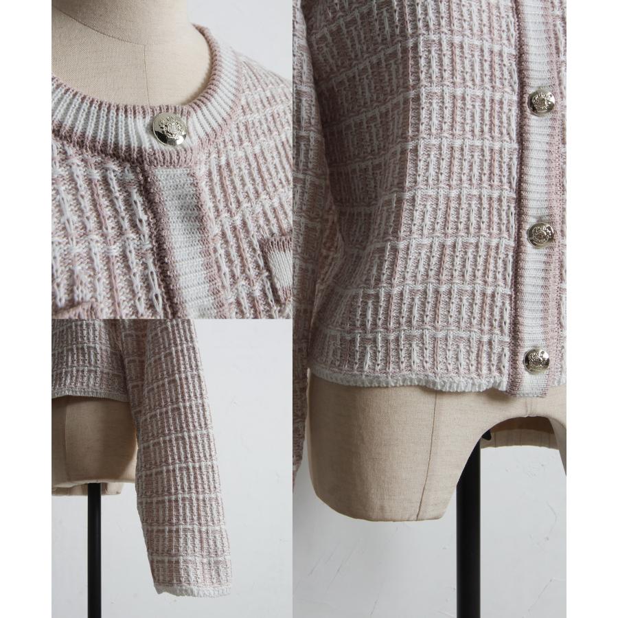 tocco closet（トッコ クローゼット） エンブレム釦ツイード風ニット