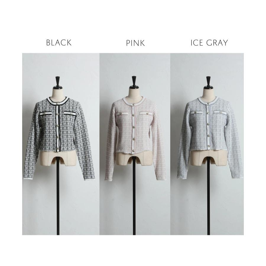 tocco closet（トッコ クローゼット） エンブレム釦ツイード風ニット