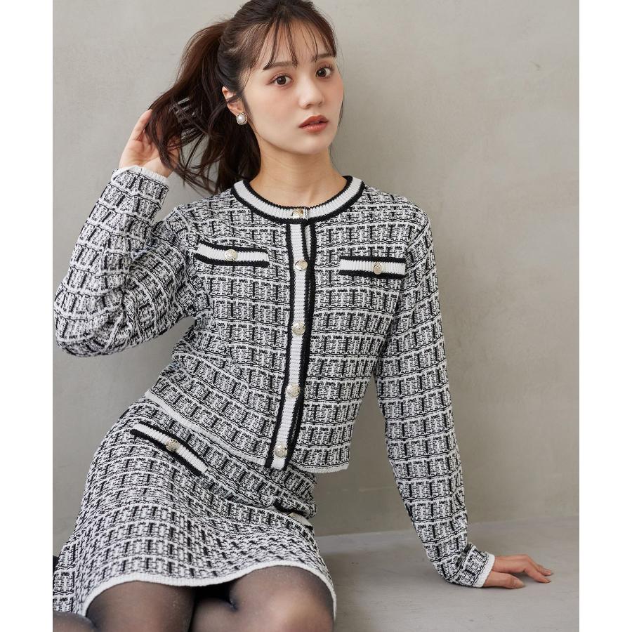 リランラン15台分 tocco closet（トッコ クローゼット） エンブレム釦ツイード風ニット
