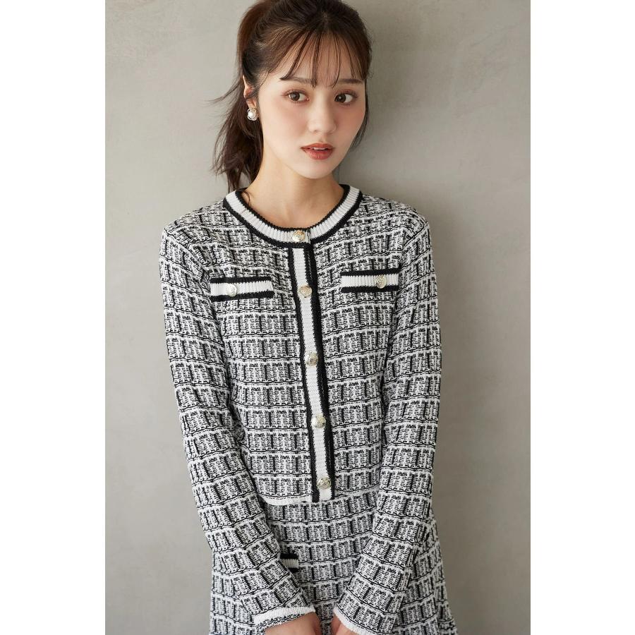 tocco closet（トッコ クローゼット） エンブレム釦ツイード風ニット