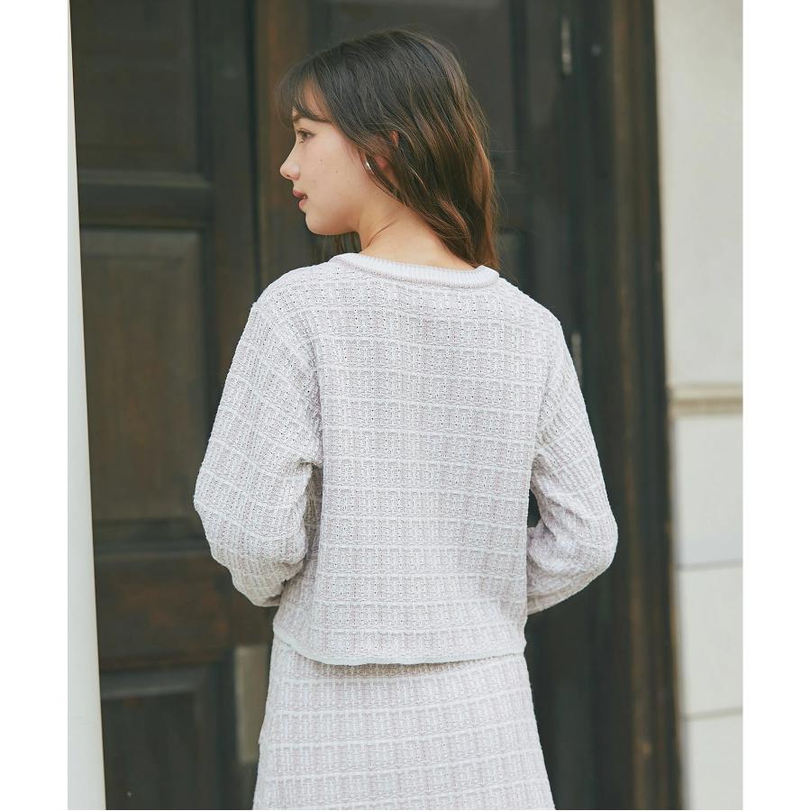 tocco closet（トッコ クローゼット） エンブレム釦ツイード風ニット