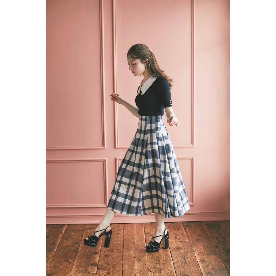 tocco closet（トッコ クローゼット） ウエストダーツチェック柄フレア