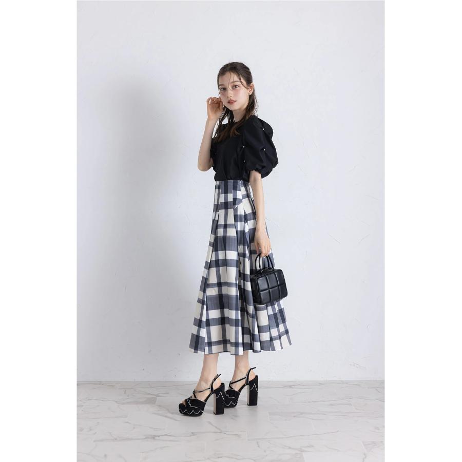 tocco closet（トッコ クローゼット） ウエストダーツチェック柄フレア
