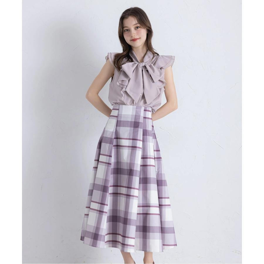 tocco closet（トッコ クローゼット） ウエストダーツチェック柄フレア