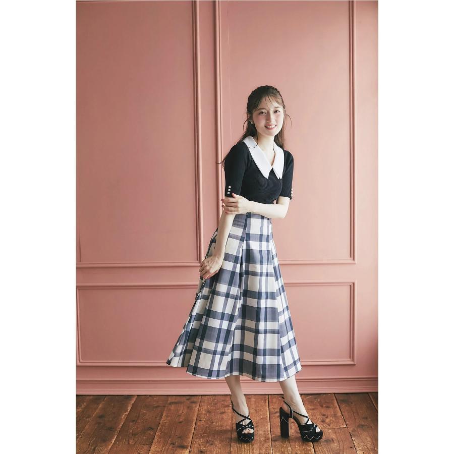 tocco closet（トッコ クローゼット） ウエストダーツチェック柄フレア