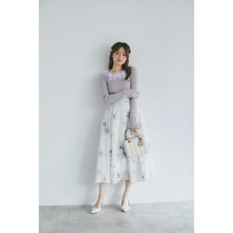 tocco closet（トッコ クローゼット） シアーリボン付きリブニットプル