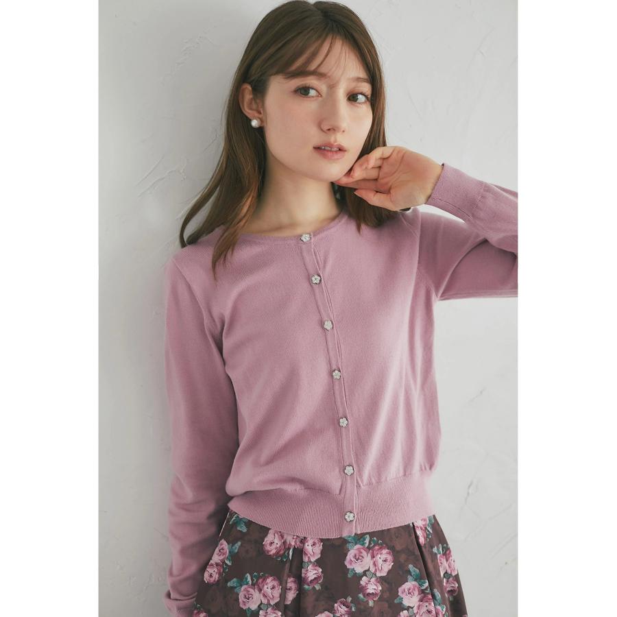 tocco closet（トッコ クローゼット） しっとり保湿シアバター加工＆ハンドウォッシュ♪フラワービジュー釦ニットカーディガン ...
