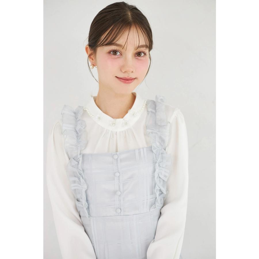 13日迄　tocco フリル付きバックレースアップシアーチェックワンピース フリル付きバックレースアップシアーチェックワンピース（ワンピース