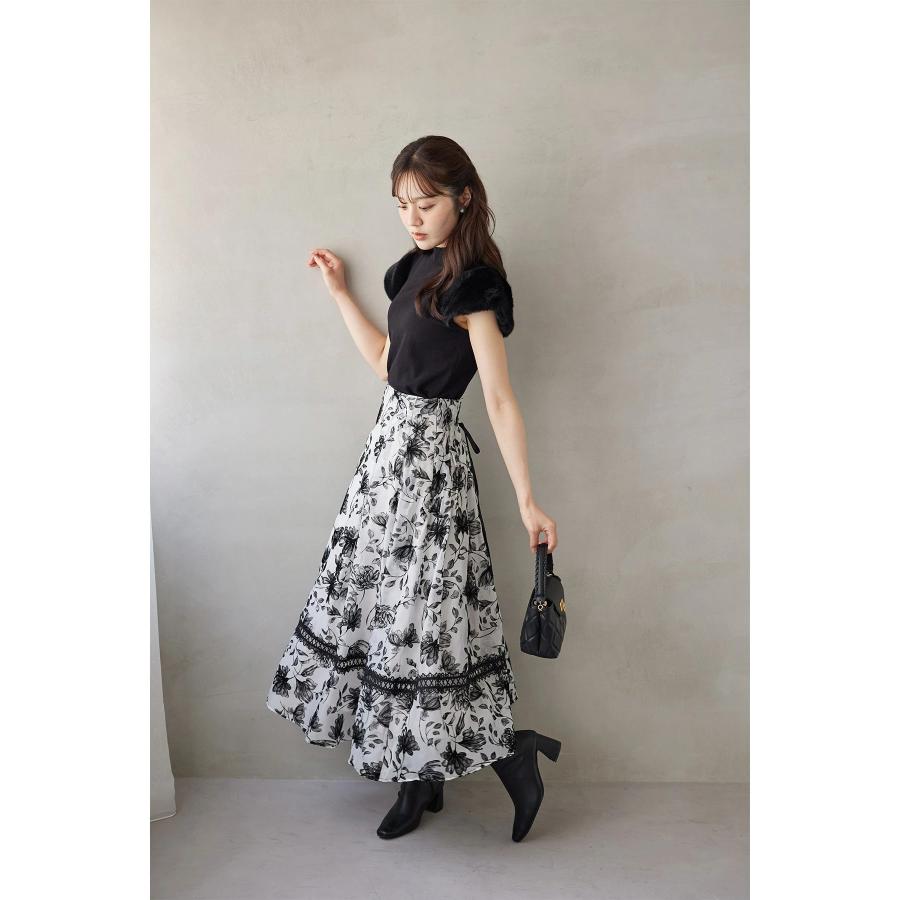 バックレースアップボリュームフレアスカート スカート バックレースアップボリュームフレアスカート