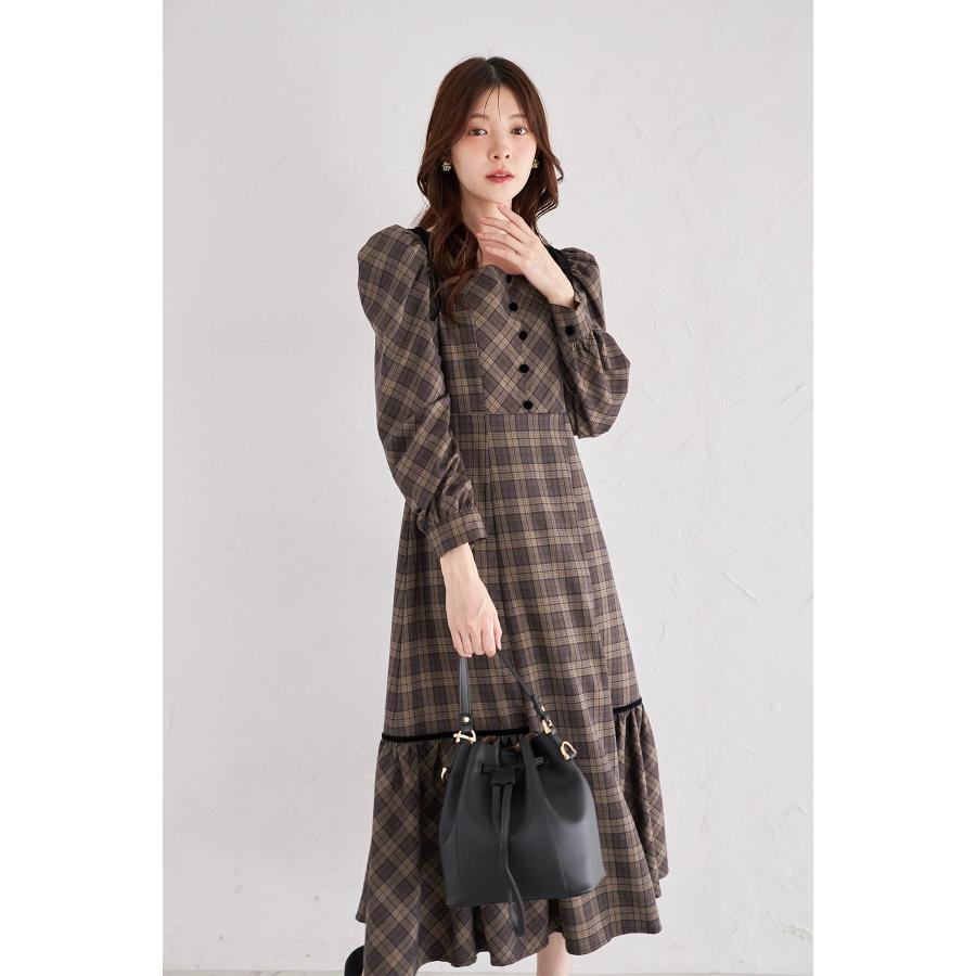 tocco closet（トッコ クローゼット） 肩ベロアリボン付きチェック