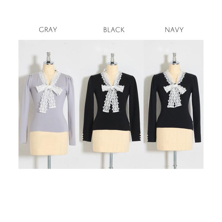 tocco closet（トッコ クローゼット） レースボウタイリボン付き配色