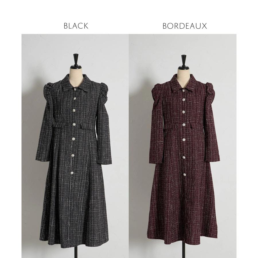 【新品未使用タグ付き】tocco closet ツイードシャツワンピース tocco closet（トッコ クローゼット） パール釦パワーショルダー