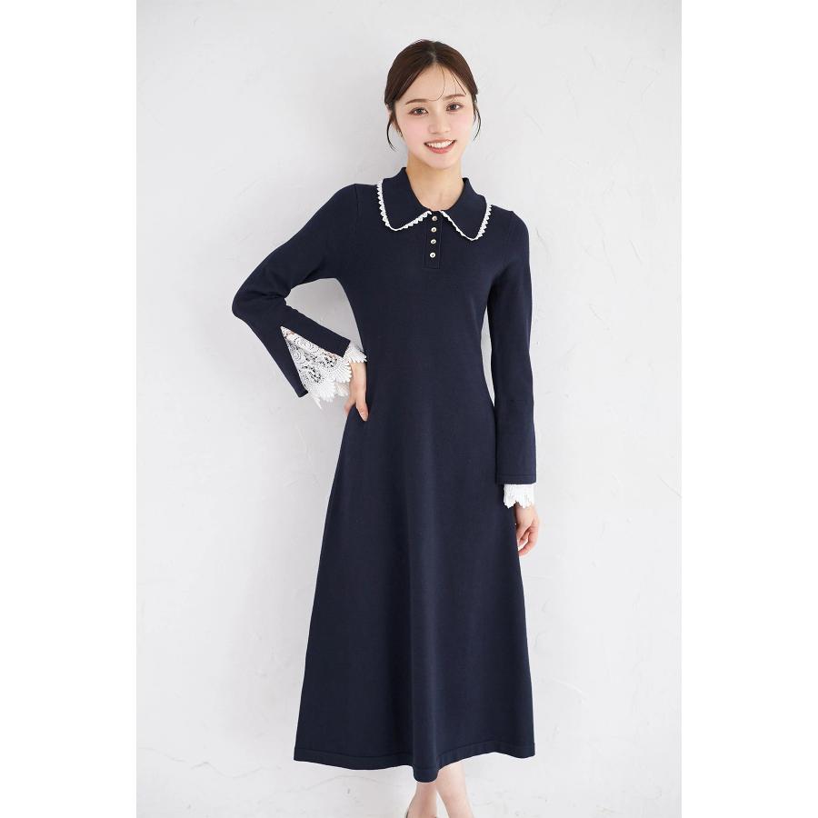 tocco closet（トッコ クローゼット） レース付きポロニットロング