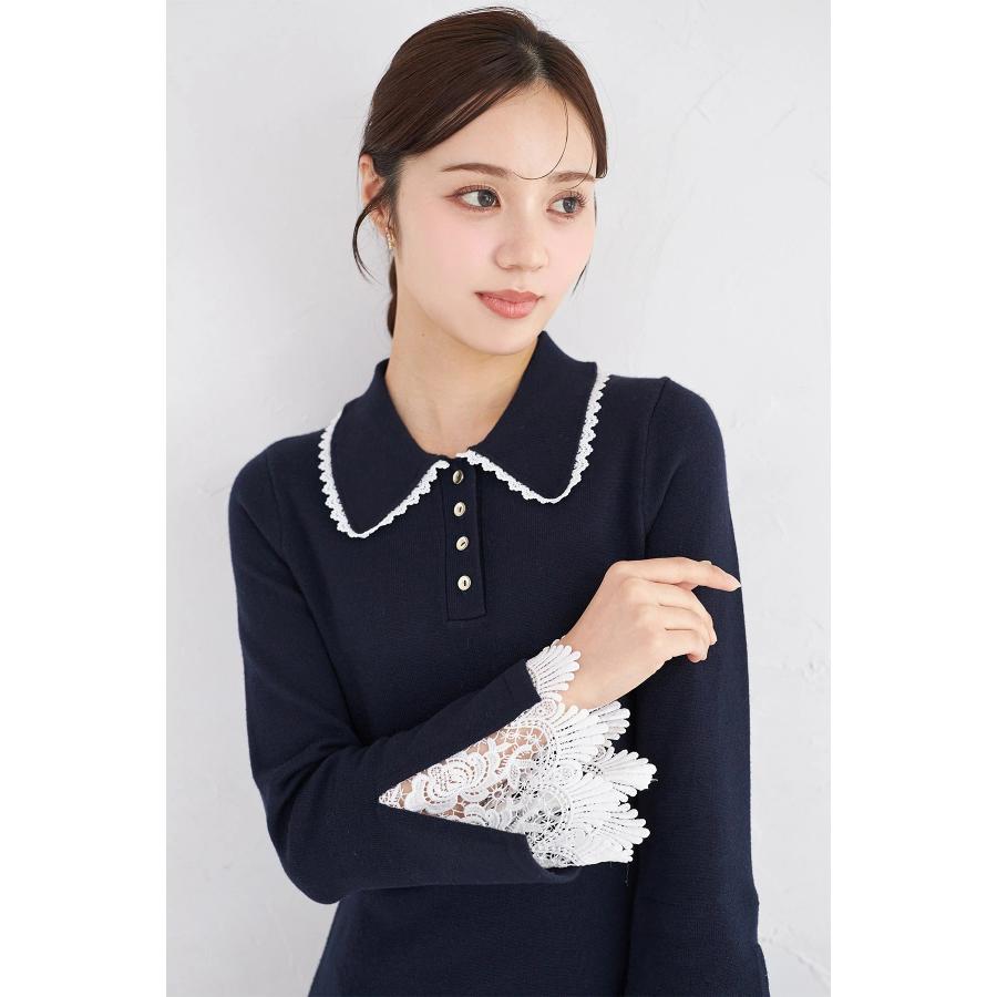 tocco closet（トッコ クローゼット） レース付きポロニットロング
