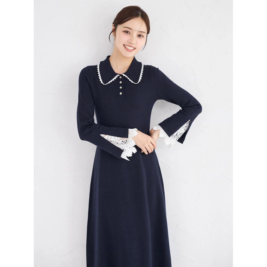 tocco closet（トッコ クローゼット） レース付きポロニットロング