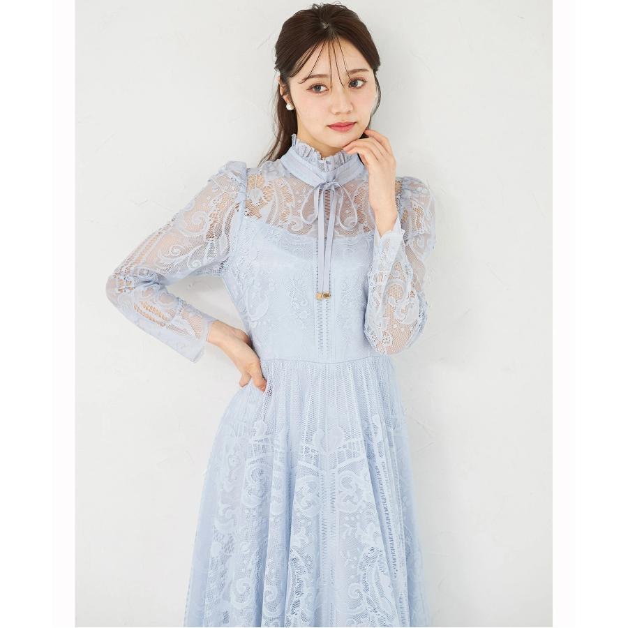 リボン付き総レースタペストリー tocco closet（トッコ クローゼット） 高貴な雰囲気で華やぐリボン付き