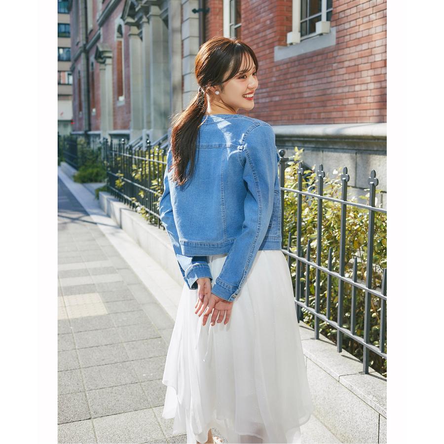 tocco closet（トッコ クローゼット） ビジューリボン釦ノーカラー