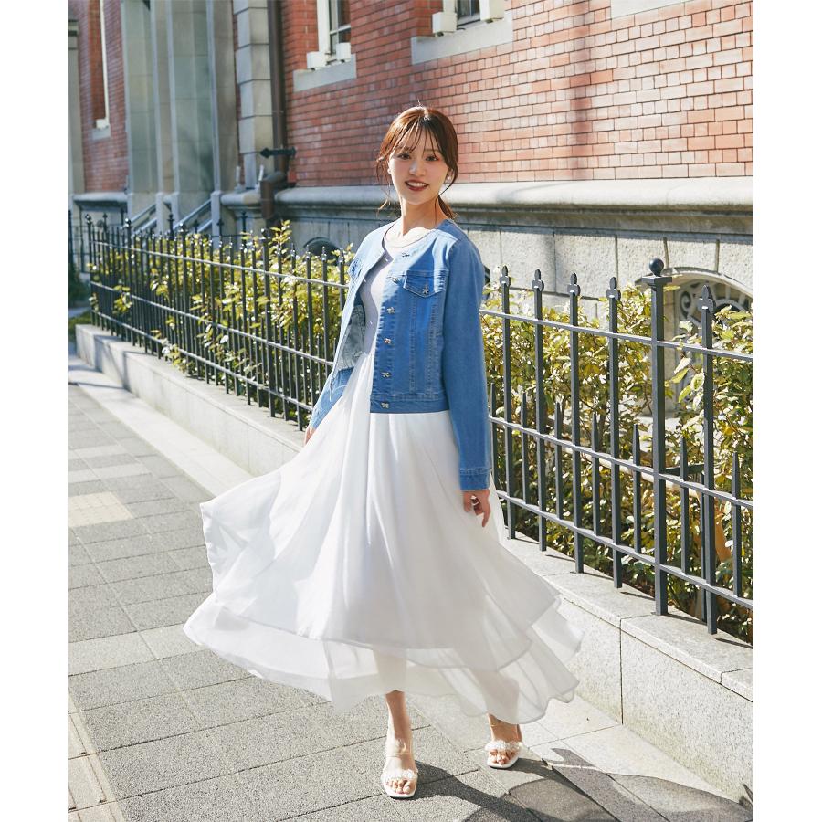 tocco closet（トッコ クローゼット） ビジューリボン釦ノーカラー