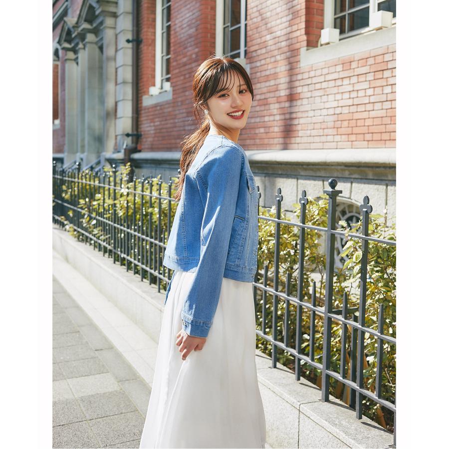 tocco closet（トッコ クローゼット） ビジューリボン釦ノーカラー