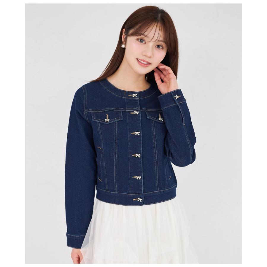 tocco closet（トッコ クローゼット） ビジューリボン釦ノーカラー