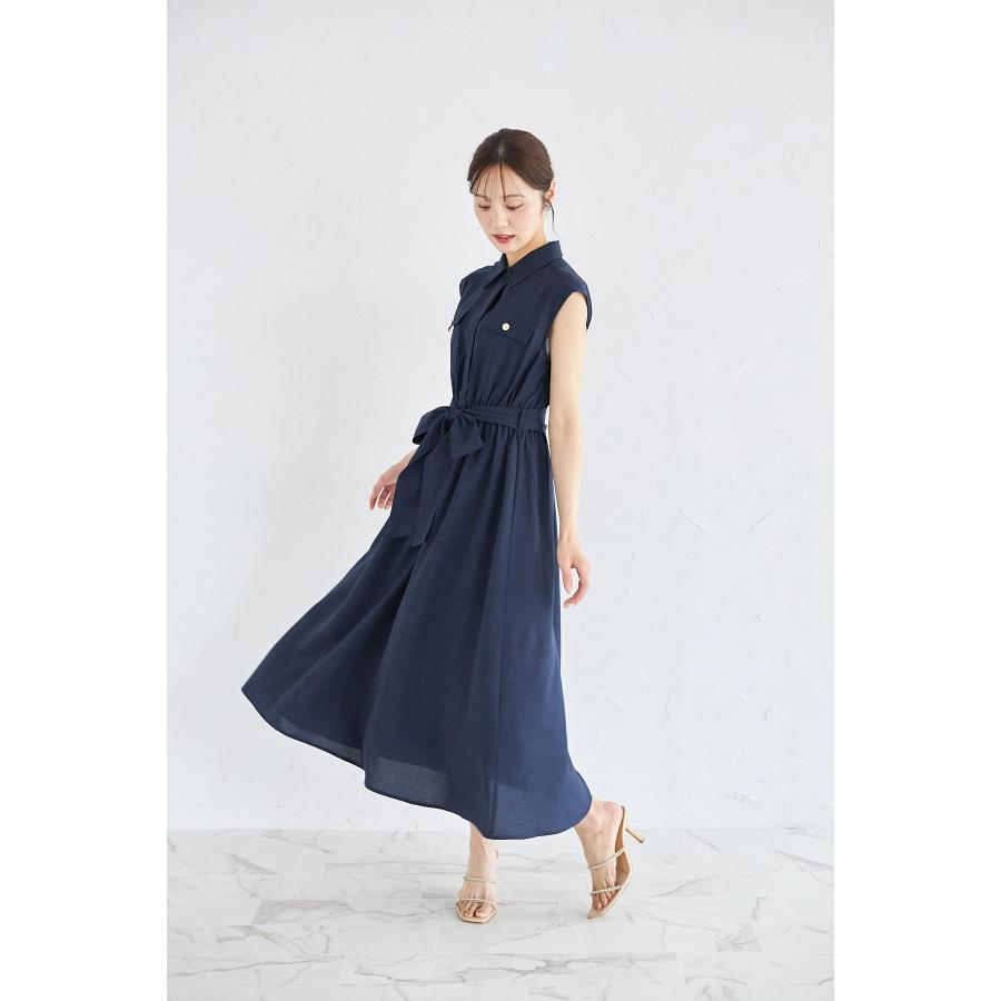 tocco closet（トッコ クローゼット） ウエストリボン付きリネンライク