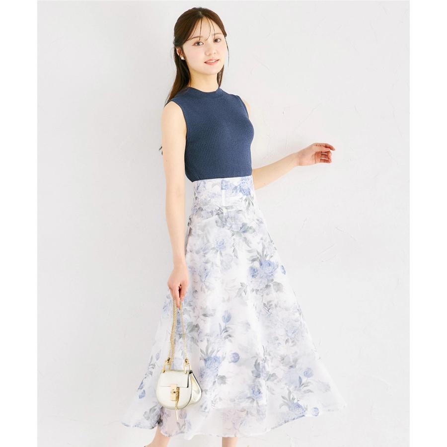 tocco closet（トッコ クローゼット） バックレースアップシアーフラワープリントフレアスカート : tocco closet ...