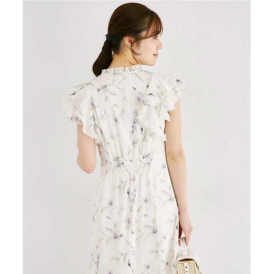 シアーストライプニュアンスフラワーラッフルフリルワンピース tocco tocco closet（トッコ クローゼット） シアーストライプニュアンス