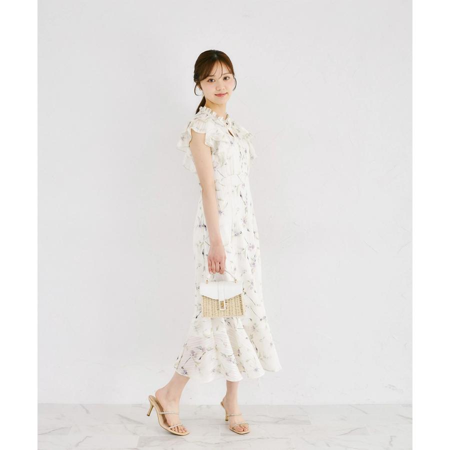 シアーストライプニュアンスフラワーラッフルフリルワンピース tocco tocco closet（トッコ クローゼット） シアーストライプニュアンス