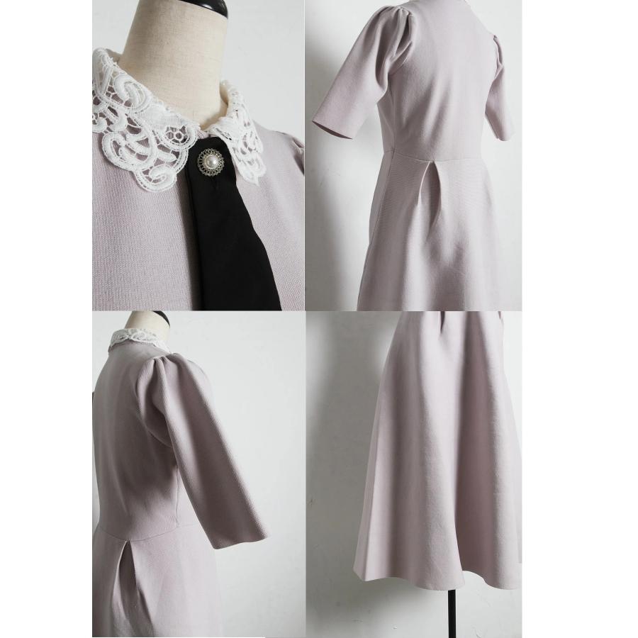 tocco マルチＷＡＹボウタイ＆レース襟付きパール釦ニットワンピース トッコクローゼット tocco closet マルチWAYボウタイ＆レース襟付き