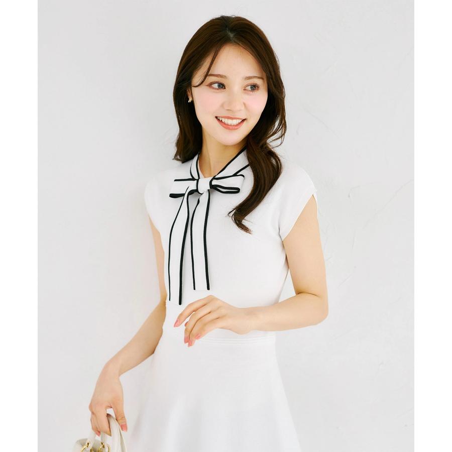 tocco closet（トッコ クローゼット） 配色ボウタイリボン付きレース