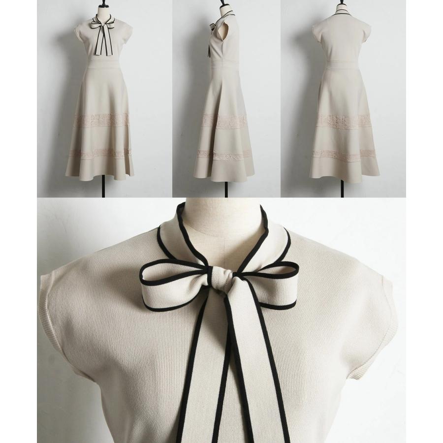 tocco closet（トッコ クローゼット） 配色ボウタイリボン付きレース
