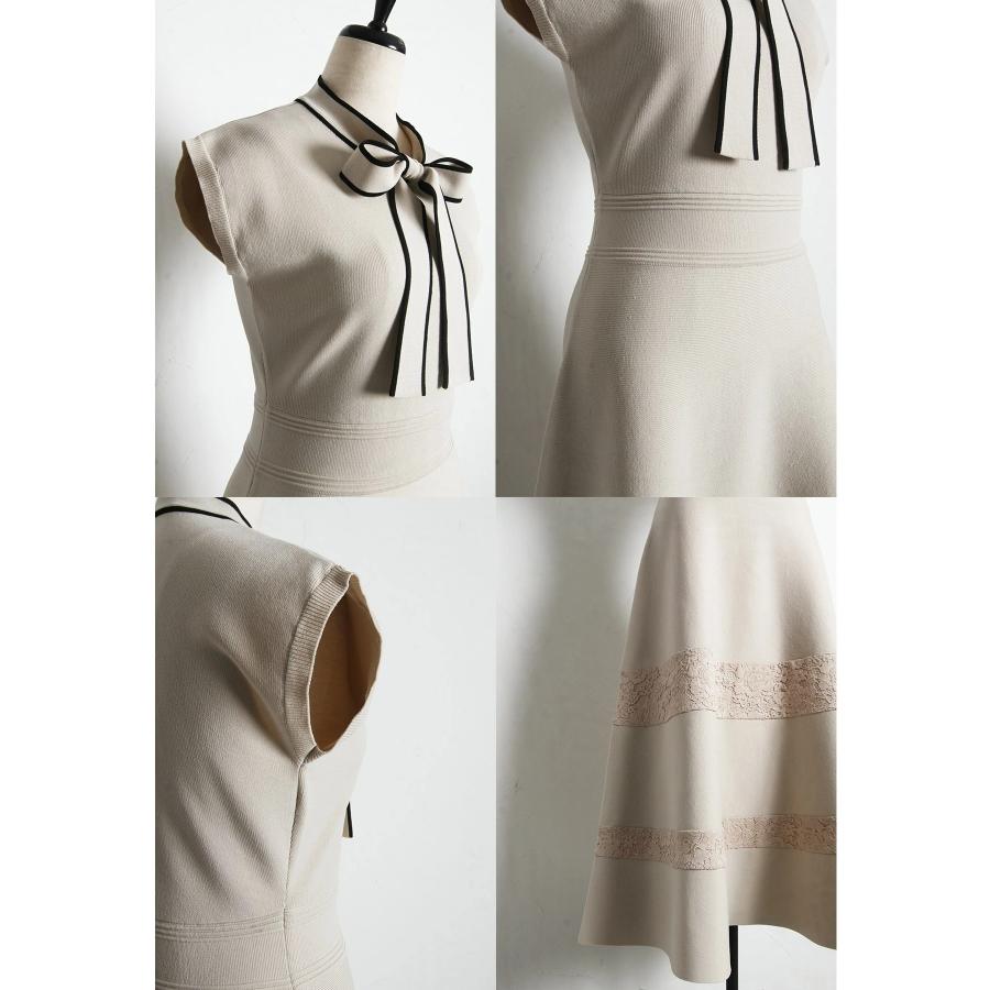 tocco closet（トッコ クローゼット） 配色ボウタイリボン付きレース