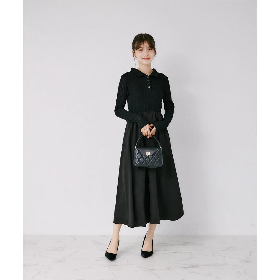 tocco closet ファー＆ビジュー付バックリボンニット ブラック 長袖 tocco closet（トッコ クローゼット） ウエストリボン付きポロニット