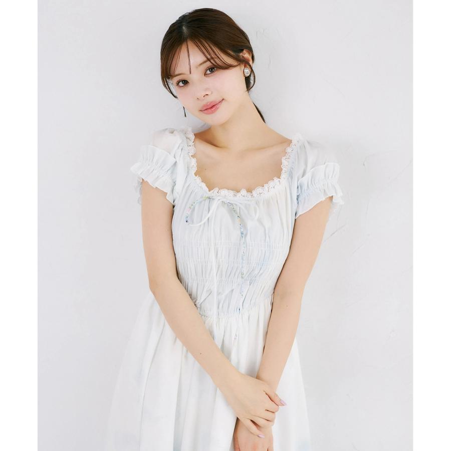 オンライン品切れ　トッコクローゼット　シフォンリボンフローラルプリントワンピース オンライン品切れ トッコクローゼット シフォンリボンフローラル