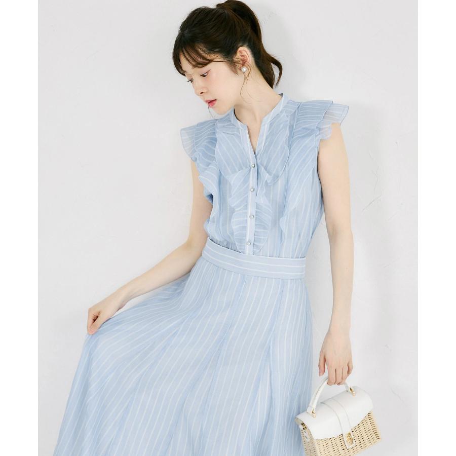 レディース tocco closet シアープリントラッフルフリルブラウス 