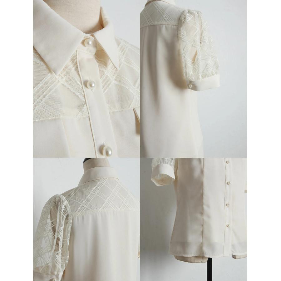 tocco closet（トッコ クローゼット） パール釦シアーチェック切り替え 