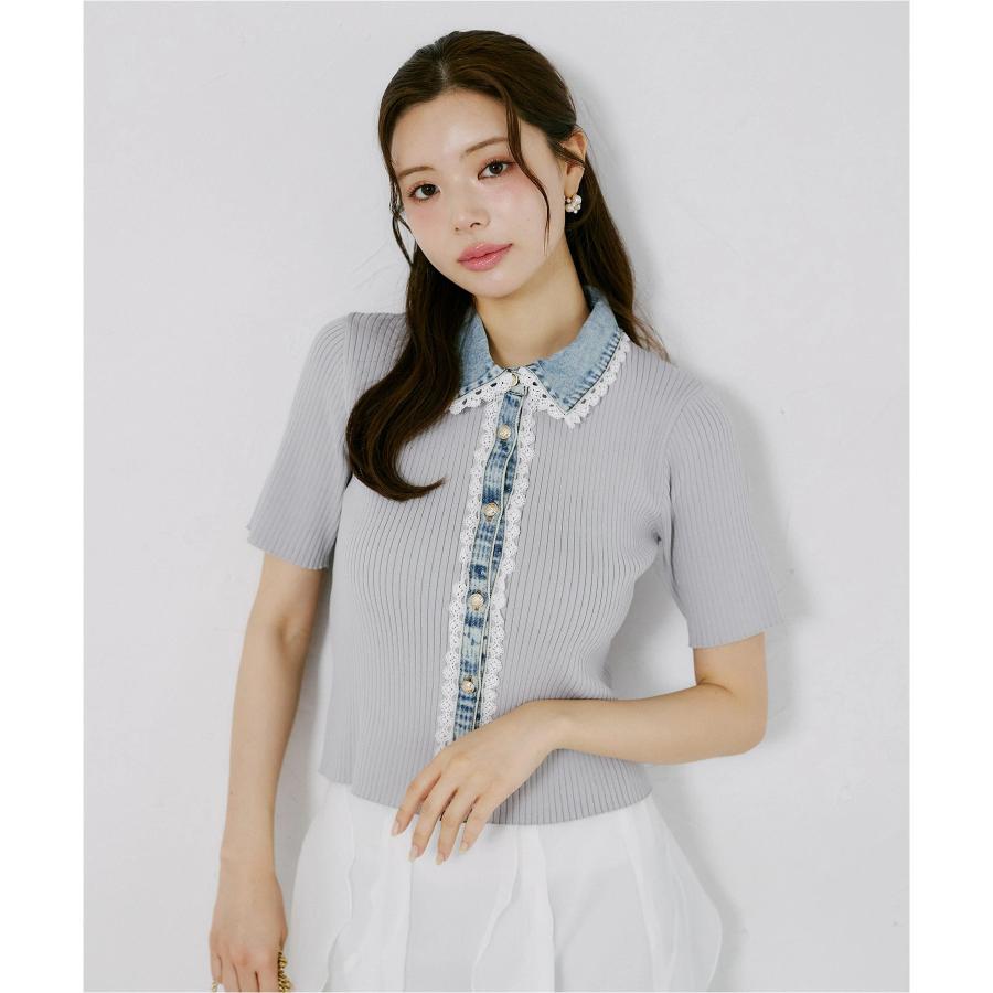 tocco closet（トッコ クローゼット） レース装飾デニムドッキング