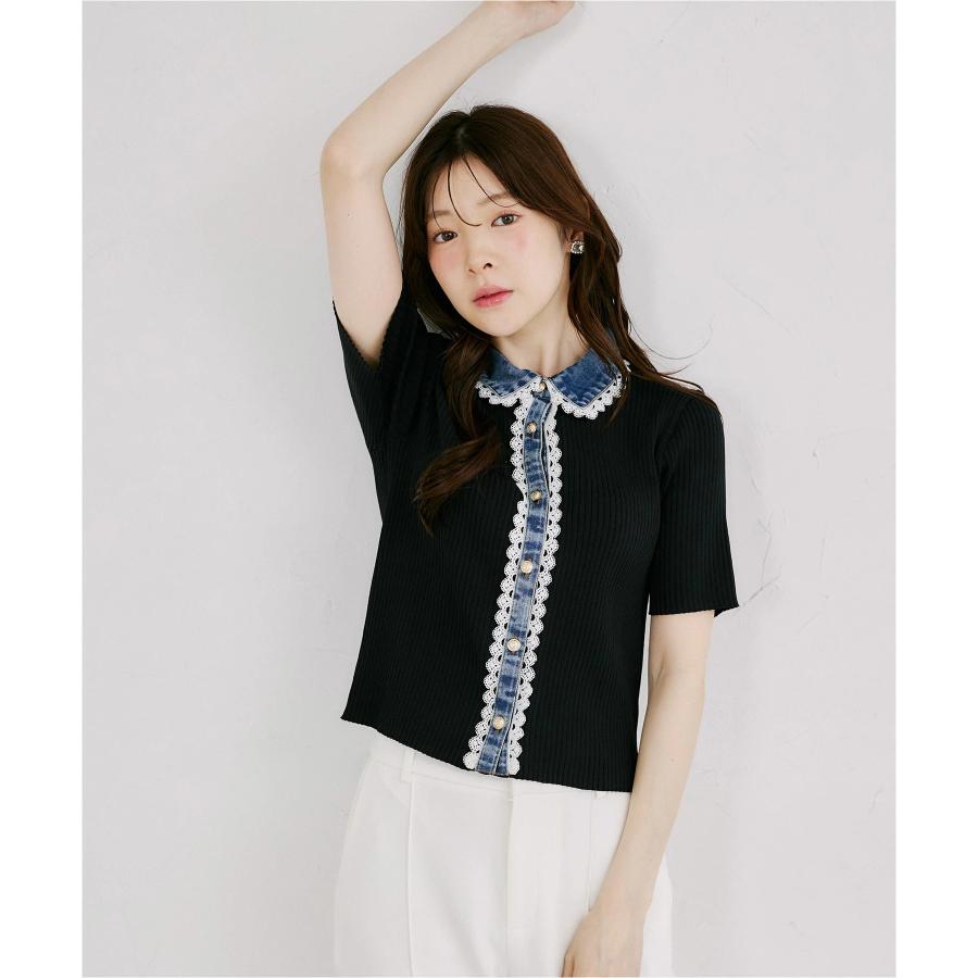 tocco closet（トッコ クローゼット） レース装飾デニムドッキング