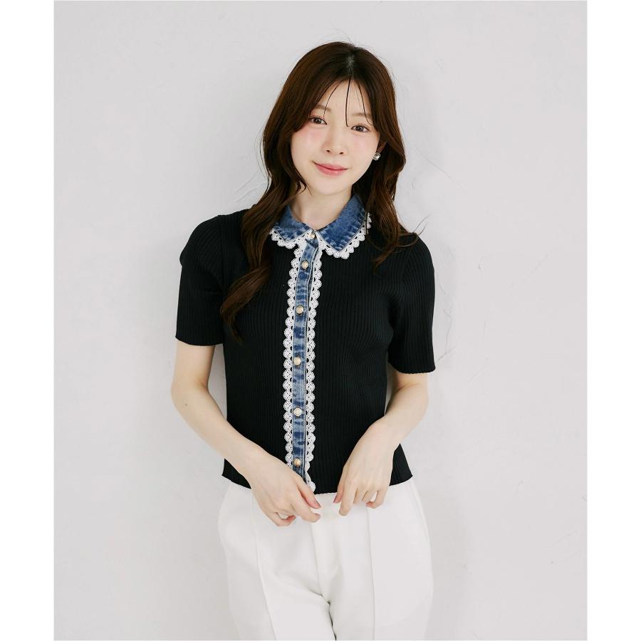 tocco closet（トッコ クローゼット） レース装飾デニムドッキング