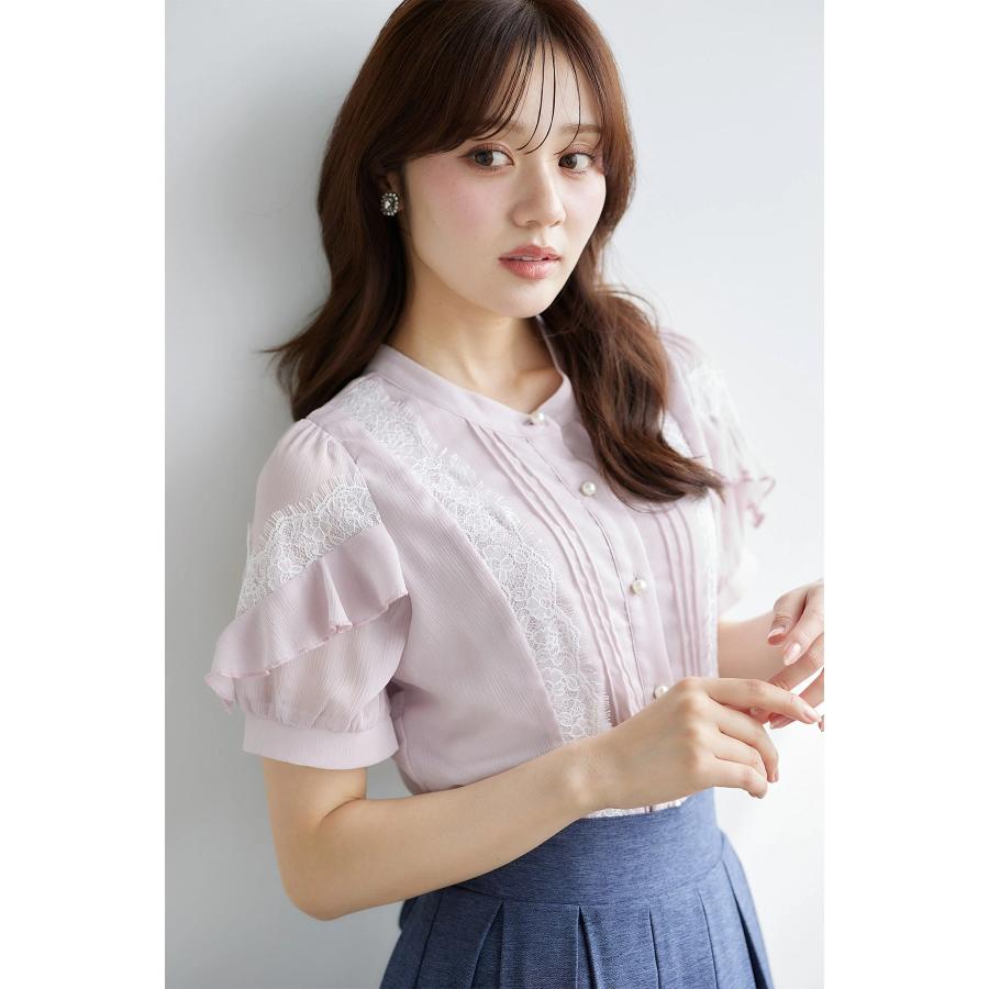 tocco closet（トッコ クローゼット） フリル付きレース装飾パール釦