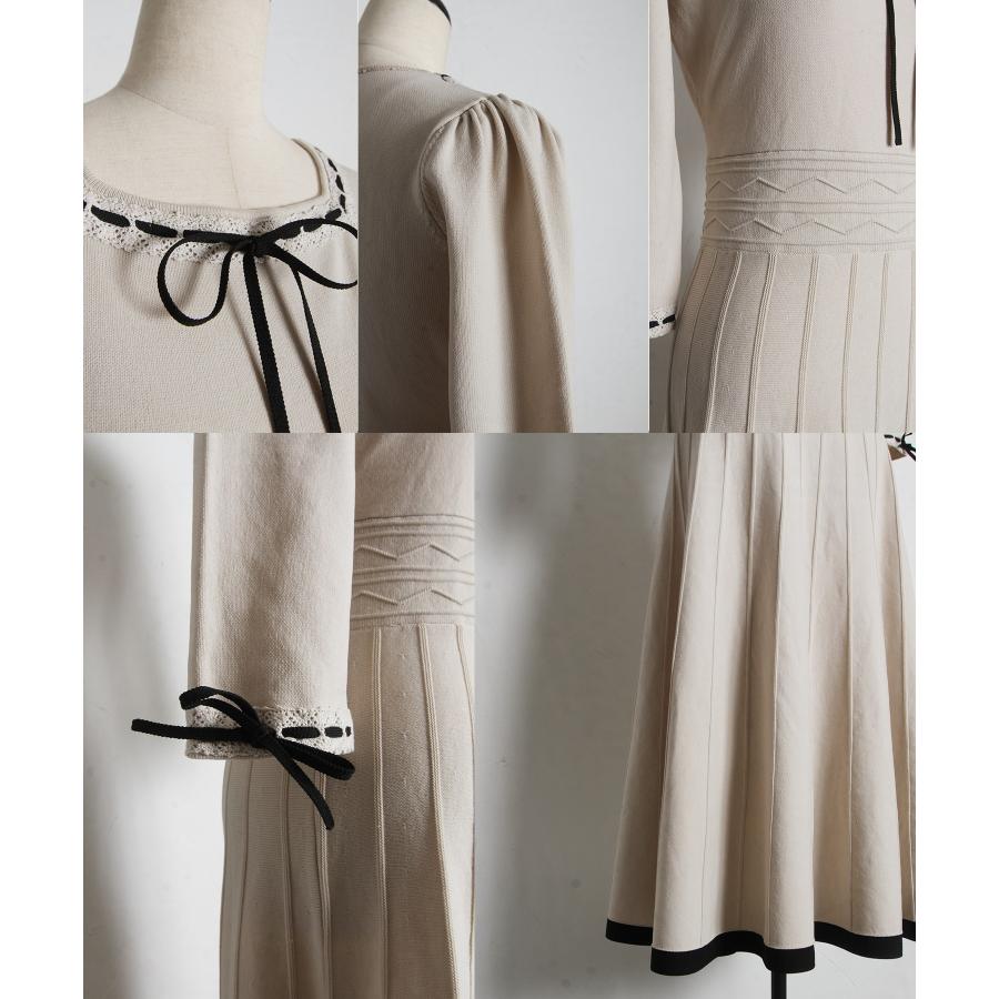 tocco closet（トッコ クローゼット） はしごレース配色リボンニット