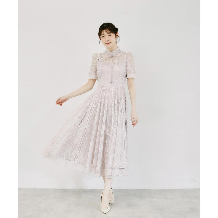 好印象を約束するリボン付きパネルレースワンピース　アイボリー tocco closet（トッコ クローゼット） 好印象を約束するリボン付き