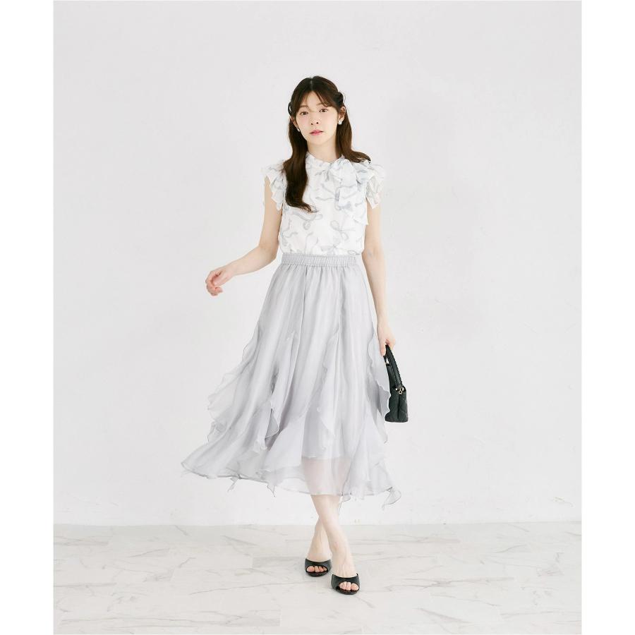 tocco closet（トッコ クローゼット） リボンプリントシフォンフリル 