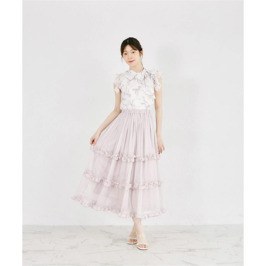 tocco closet（トッコ クローゼット） リボンプリントシフォンフリル 