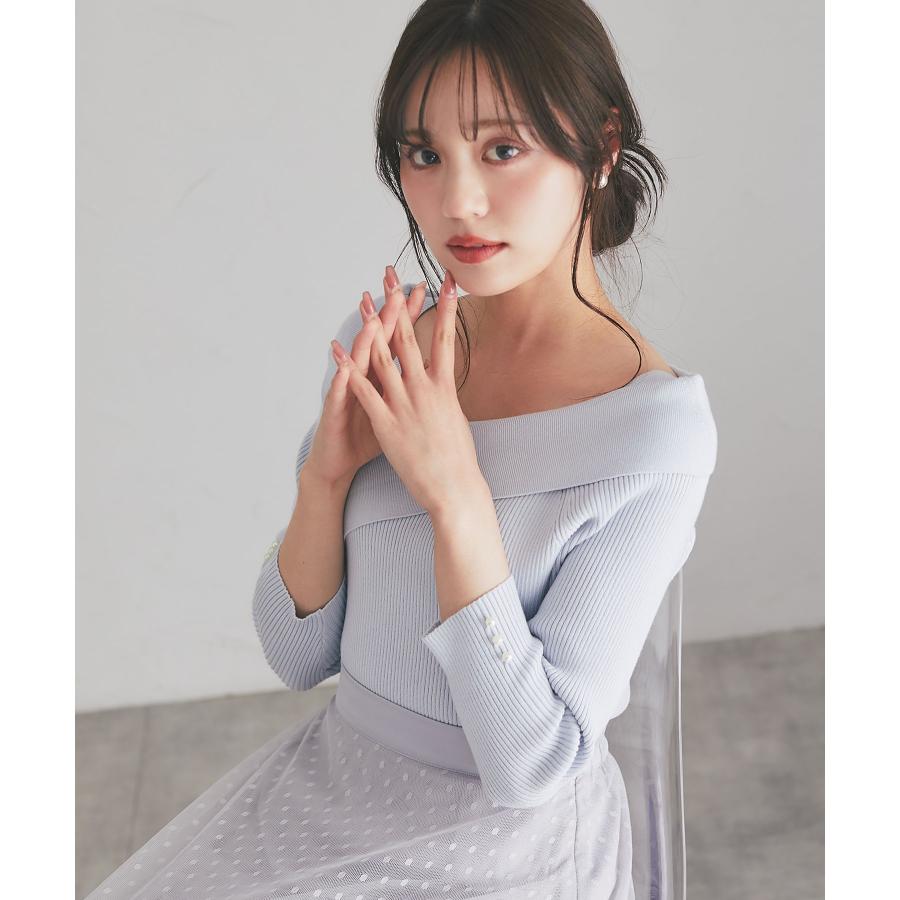 tocco closet レディ感とセクシーさを併せ持つ袖口パール付き tocco closet レディ感とセクシーさを併せ持つ袖口パール付き