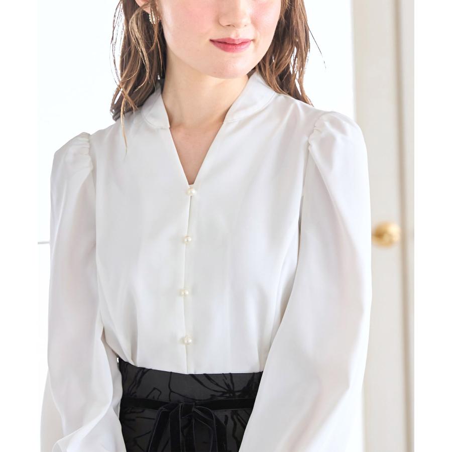 tocco closet パール釦スタンドスキッパーブラウス【clessa